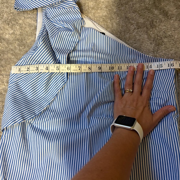 Banana Republic Blue and White Striped One-Shoulder Top - Picture 10 of 12